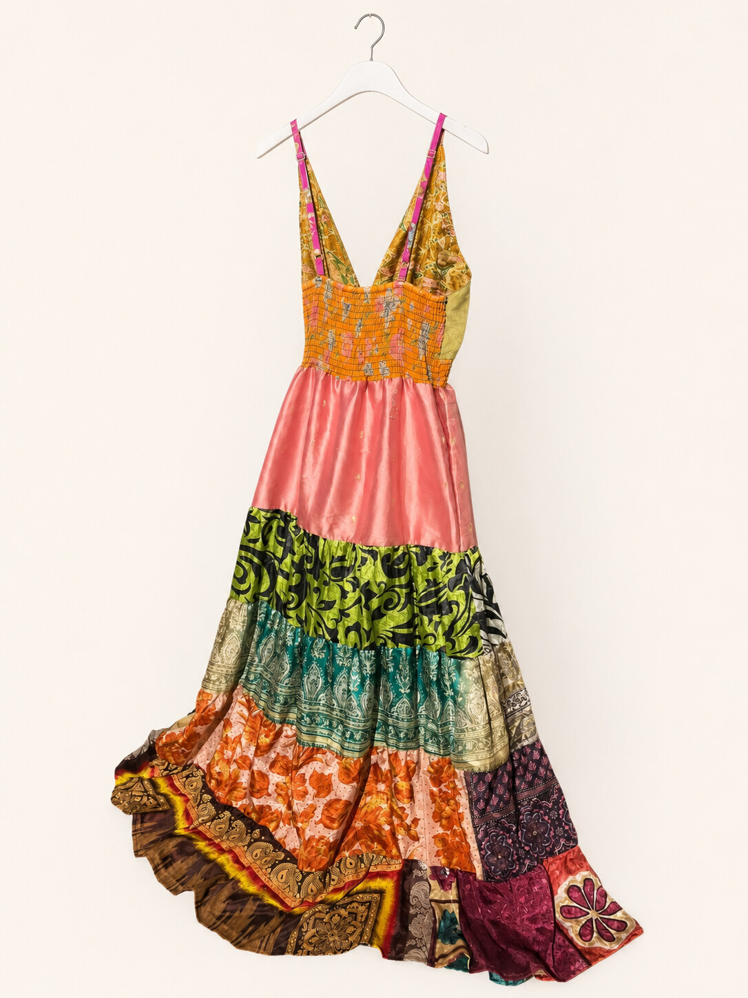 Patchworkowa sukienka maxi z jedwabiem Miss Hippie